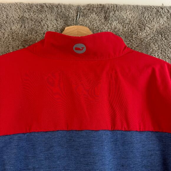 Vineyard Vines Performance Shep Shirt Pullover 1/4 Zip Colorblock Red Blue L - Picture 4 of 9
